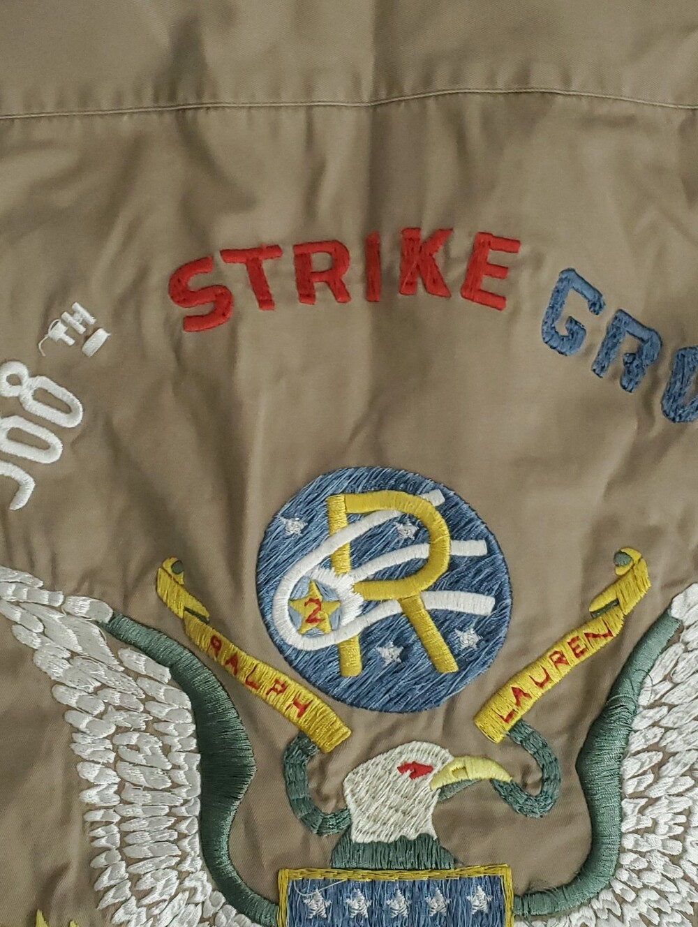 Polo Ralph Lauren Mens XL Khaki Utility Shirt 388th Strike Group Embroidered - Picture 7 of 16